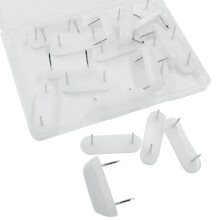 20 Pack White Bed Skirt Pins and Furniture Glide Nails, Double Pin Holders with Reliable Hold Design