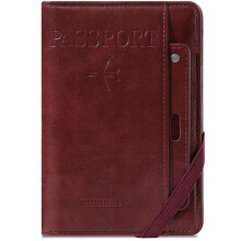 Leather RFID Passport Holder and Travel Wallet with Card Slots, Detachable Lanyard, Organizer (Red)