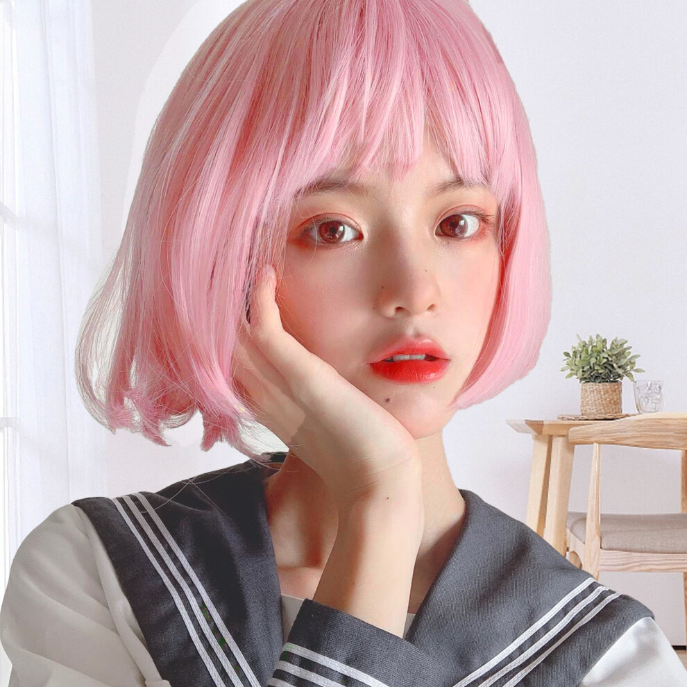 SP-Bob-Short Pink Wig - One-Size, High-Temp Fiber