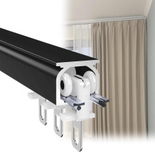Heavy Duty Ceiling Curtain Track System 50cm Aluminum Rail with Smooth Glide Rollers, Black Finish
