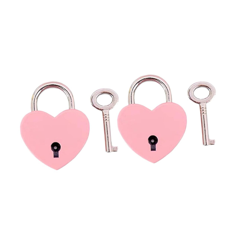 2Pcs Mini Heart Padlock Secure Travel Lock Compact Heart Design For Luggage Diary And Cabinet 9330225357278