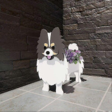 (gray) Pomeranian Dog Flowerpot Pet Dog Flowerpot Lovely Pet Potted Garden Decoration