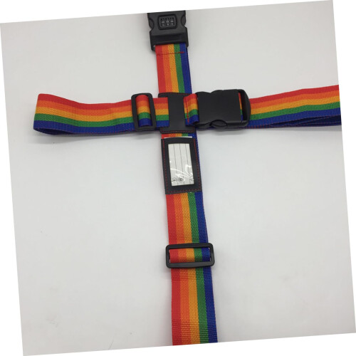 2m Lockable Luggage Strap with 3‑Dial Combination Lock, Durable Cross Belt for Easy Identification Rainbow 1