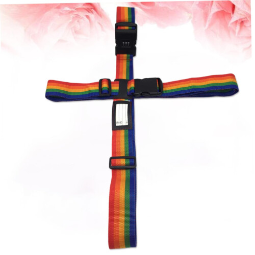 2m Lockable Luggage Strap with 3‑Dial Combination Lock, Durable Cross Belt for Easy Identification Rainbow 2