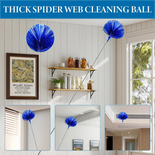 TAIANJI Feather Duster Extendable, Duster Cleaning Kit with Telescopic Pole Extended 97 Inch, Washable Bendable Dusters 2