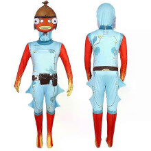 (150, Dried fish) Fortnite Fishstick Character Costume, Orange Unisex Jumpsuit for Stage Performance