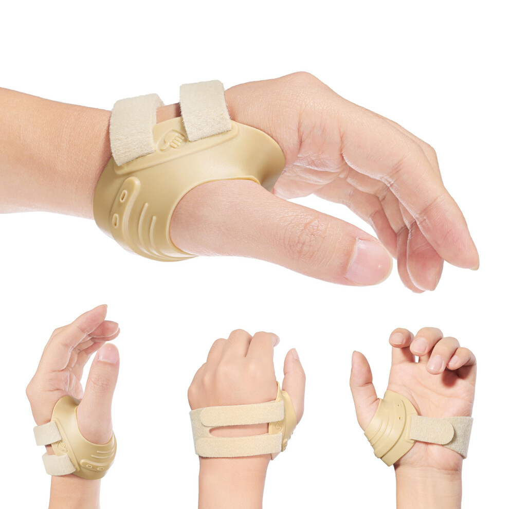 CMC Thumb Brace for Joint Pain and Arthritis, Adjustable Support Splint Left Hand Medium Beige