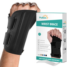 Carpal Tunnel Wrist Brace with Dual Support System, Adjustable Metal Splint, Breathable Left Hand L