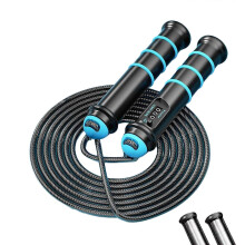 (Blue) Jump Rope Skipping Rope Colorful Weighted Tangles Frees for Adult Fitness Training, Countable, Removable and Adjustable orange color
