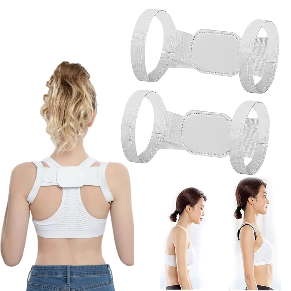 Adjustable Back Posture Corrector Brace for Kids and Adults, Ergonomic Shoulder Support Belt, Small White 2Pack