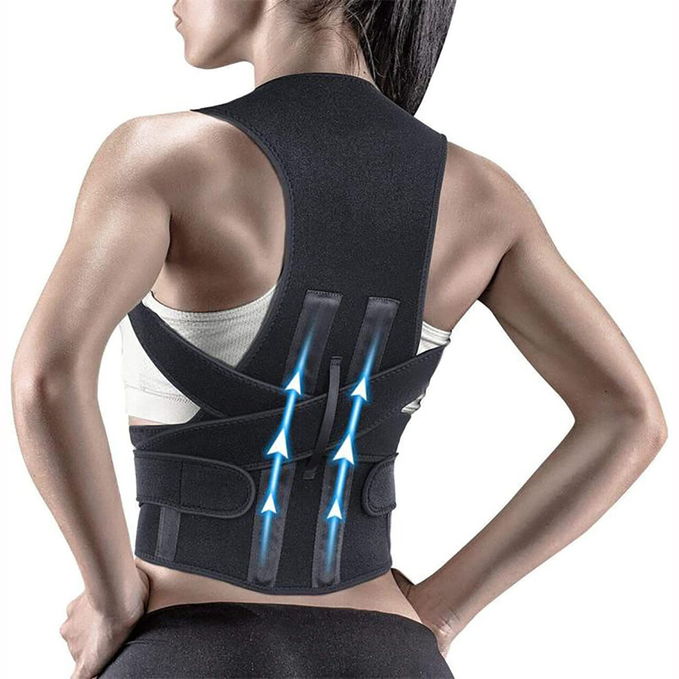 Black Adjustable Back Posture Corrector Brace For Men And Women, Small Upper Back Support For Better Posture