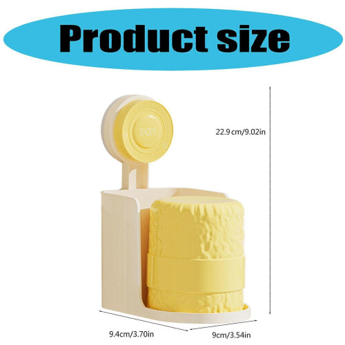 (Yellow) Wall Mounted Toothpaste Rack with Drainages System Not Drilling Required Bathroom Kitchen Space Savers  Yellow 2