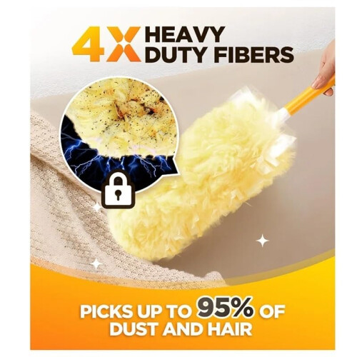 30 Pack Duster Refills with Handle, Large Microfiber Duster 360 AllRound Cleaning for Home, Yellow 1