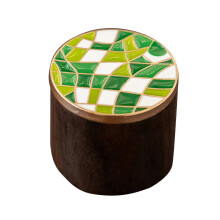 (Green square) Handmade Wood Teapot Cover Cap Holder Simple Kettle Cover Lid Stand Chinese Style Teapot Lid Tray Kung Fu Tea Utensils