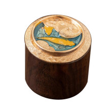 (Lotus Fish Fun) Handmade Wood Teapot Cover Cap Holder Simple Kettle Cover Lid Stand Chinese Style Teapot Lid Tray Kung Fu Tea Utensils