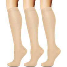 Compression Socks for Women and Men Circulation (3 Pairs) for Nursing,Running,Travel Knee High Socks 00 Nude XXLarge