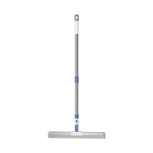 2 in 1 Rubber Squeegee Broom for Pet Hair and Dust, Telescopic Handle, 180 Rotating Head, Blue 19.6in
