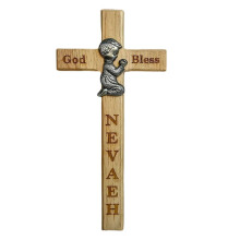 (boy) Crucifix Ornament Wood Blessing Gift For Children Easter Baptisms Or Birthday Present Safe and Friendly