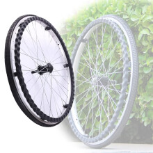 24in Solid Wheelchair Rear Wheel, NonPneumatic Aluminum Alloy Replacement Wheel with Punctureproof Tire