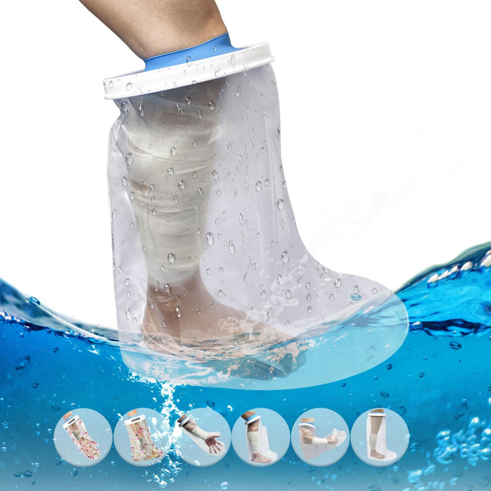 Waterproof Leg Cast Cover for Shower Bath, Reusable Adult Foot Protector for Broken Leg and Surgery