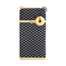 Windproof Butane Dual Flame Torch Lighter for Men, Refillable Adjustable Metal Pocket Lighter Black