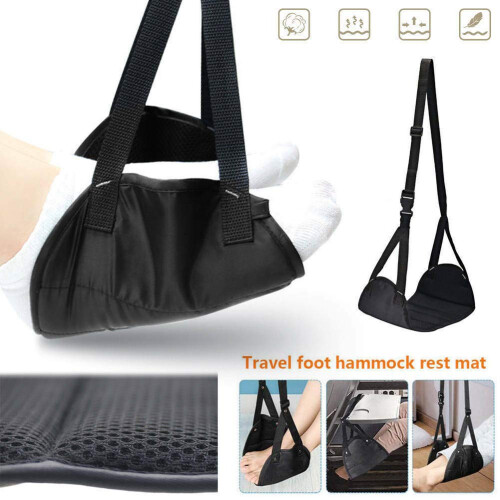 Airplane Footrest Hammock with Adjustable Strap Design, Ergonomic Leg Support for Long Flights 1