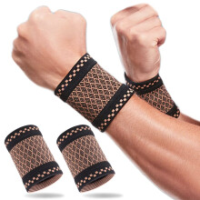Copper Wrist Brace (2Pcs) for Carpal Tunnel Relief, Breathable Compression Support for Arthritis and Sports