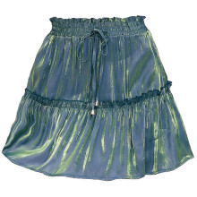 (XL, Laser green) Women Drawstring High Waist Mini Pleated Skirt Solid Color Ruffle Hem Streetwear Yellow XL
