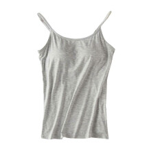 (L, gray) Women Adjustable Spaghetti Strap for Tank Top with Built in Bra Solid Color Padded Camisole Sleeveless Wireless Vest Blo White XL