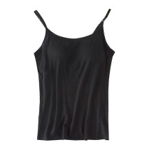 (XL, black) Women Adjustable Spaghetti Strap for Tank Top with Built in Bra Solid Color Padded Camisole Sleeveless Wireless Vest Blo White XL