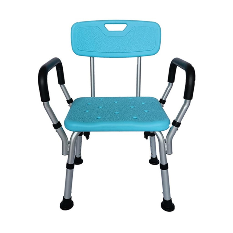 Shower Chair for Elderly with Back and Armrests, Adjustable Height Non Slip Aluminum Bath Chair