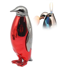 Penguin Refillable Butane Lighter, Windproof Adjustable Flame Metal Design for Outdoor BBQ and Gifts