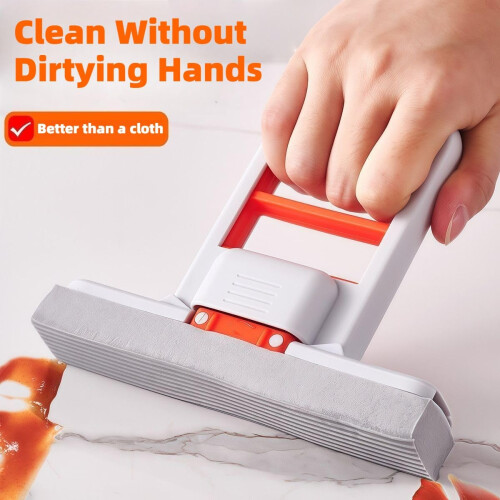 Mini Mop Set with Foldable SelfSqueeze Sponge Head, 2 in 1 Cleaning System for Small Spaces and Corners 1