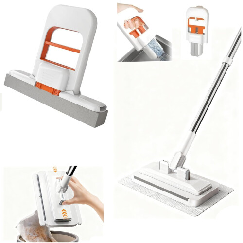 Mini Mop Set with Foldable SelfSqueeze Sponge Head, 2 in 1 Cleaning System for Small Spaces and Corners