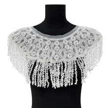 Elegant Beaded Capelet Neck Accessory For Prom-H8153 silver
