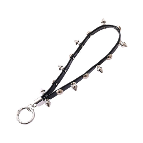 Unique Leather Keychain Phone Lanyard Strap With Metal Studs-A