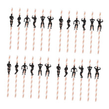 24pcs Rose Gold Bachelorette Party Straws with Dancing Men, Fun Disposable Hen Party Favors