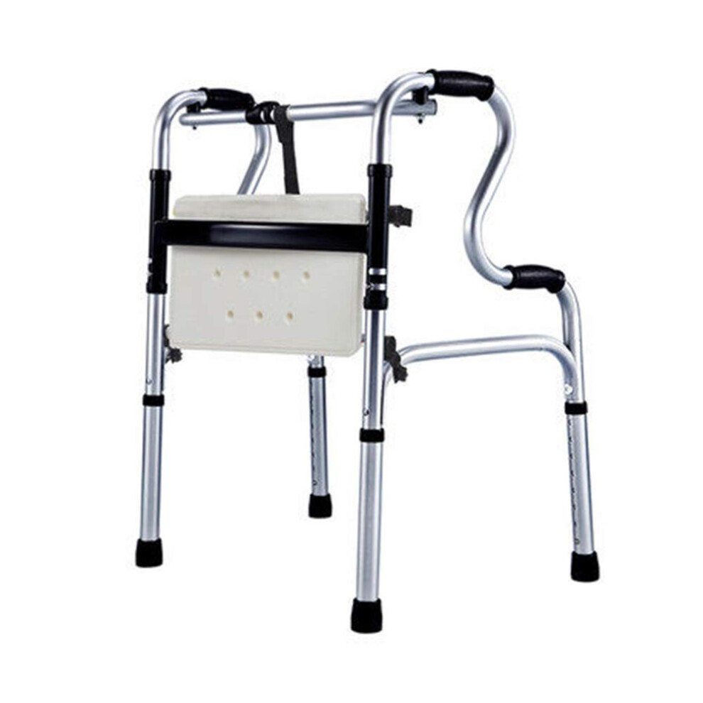 Folding Walker with Seat Adjustable Height Lightweight Aluminum Walker for Seniors NonSlip Feet