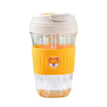 (yellow) 600ml Summer Dual-Purpose Water Bottle with Straw Cold Drink Coffee Cup Tea Mug yellow