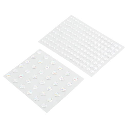 2 Sheets Self-Adhesive Pearl Heart Rhinestones