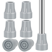 6 Pack 7/8 Inch Heavy Duty Crutch Tips, Non Slip Gray Rubber Cane Tips with Shock Absorbing Base