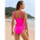 (S, B) Mesh Detail One-Piece  Adjustable Drawstring Swimsuit with Ruched Waist 2
