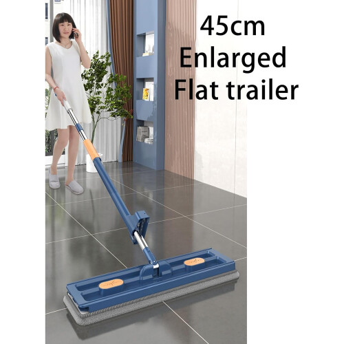 Flat Mop 360 Degree Rotating Self Wringing System with Washable Microfiber Pads and Long Handle 2