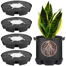4 Pcs Self Watering Plant Saucers with Large Water Reservoir, Stable Base Drip Trays for Indoor Fabric Grow Bags
