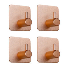 (Rose Gold) 4Pcs Bathroom Towel Hook Multipurpose Sticky Wall Hooks Wall mounted Coat Rack Robe Clothes Hook for Bath Kitchen Silver