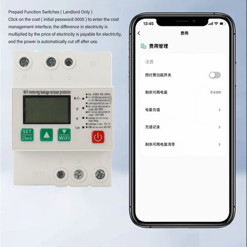 Smart WiFi Breaker In63A 1-63A 35x7.5mm White 2
