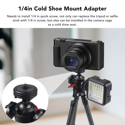 Camera Cage Cold Shoe Mount Adapter 1/4in Aluminium Alloy Durable & Secure 2