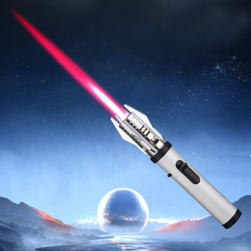 Refillable Metal Butane Jet Lighter with Windproof Blue Flame, Adjustable Dual Mode and Safety Lock (Silver)