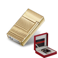 Windproof Torch Lighter with SideSlide Ignition, Refillable Blue Flame Metal Engraving Butane Lighter for Men Gift Outdoor Use