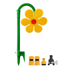 Yellow Flower Garden Sprinkler 360 Rotating Water Flow for Lawn Irrigation and Yard Watering Fun